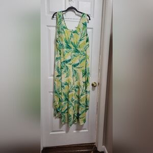 Leafy Green and Yellow Sleeveless Jumpsuit